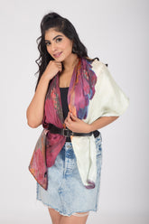 Blossoms of Paradise - Pure Habutai Silk Scarf - Purple Hues
